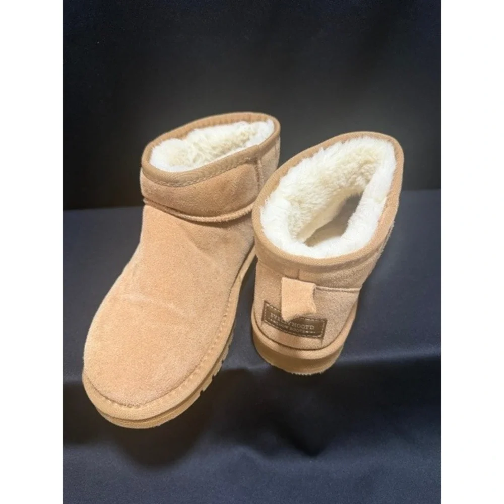 Evellyhootd Kids Classic Mini Snow Boots Tan Chestnut Faux Fur Lined Size 2.5